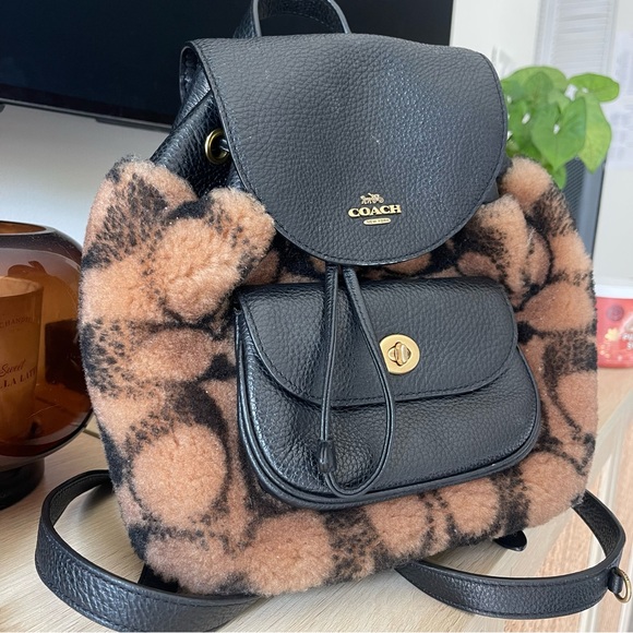 Coach X Jennifer Lopez Pennie 22 In Signature Shearling Backpack - Picture 2 of 9